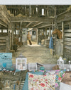 The Horse In The Barn And Dog In Doorway - Farmhouse Premium Canvas Wall Art