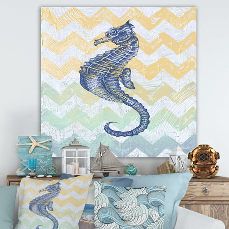 Chevron-sea horse-7914 - Nautical & Coastal Premium Canvas Wall Art