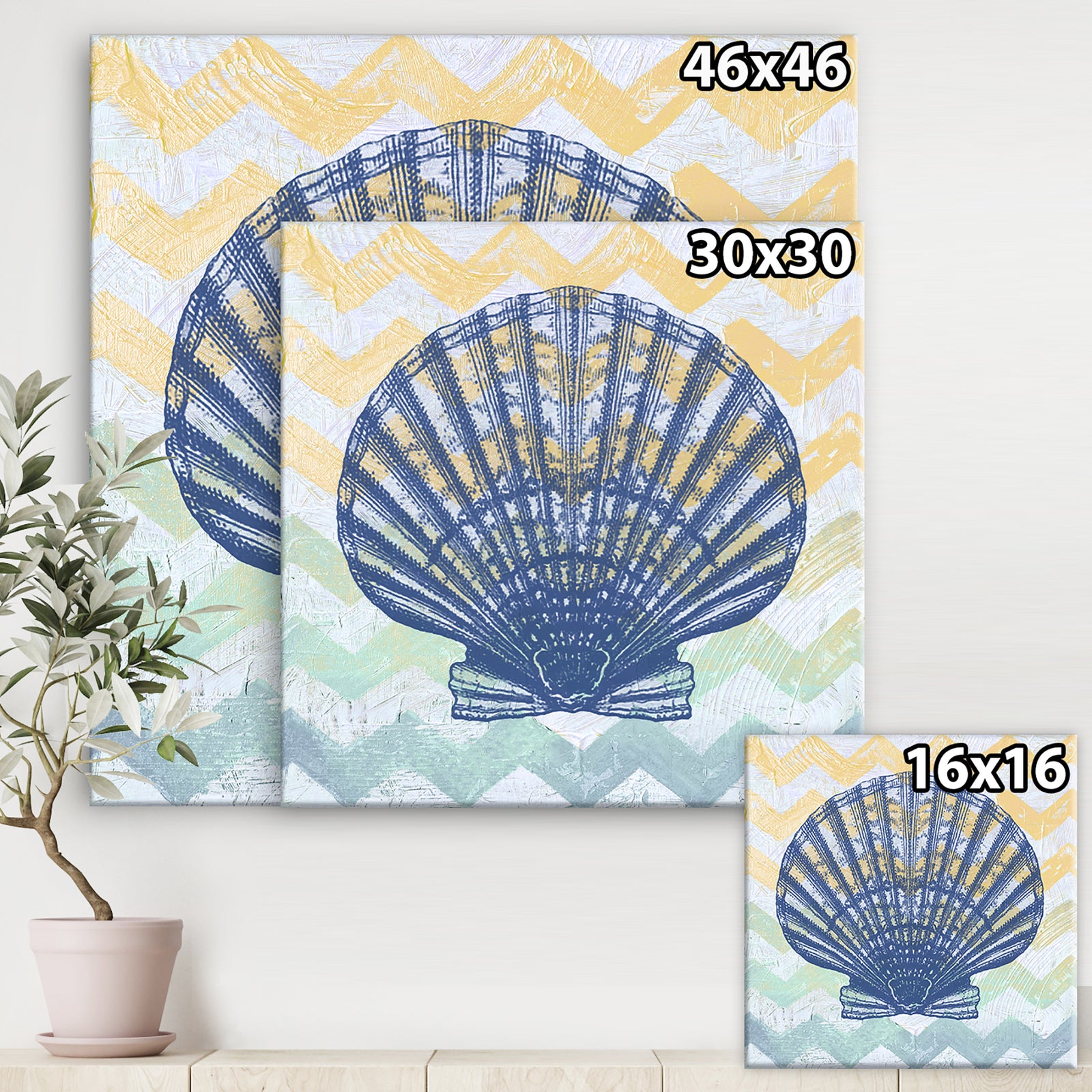 Chevron-Shell-1-7914 - Nautical & Coastal Canvas Wall Art