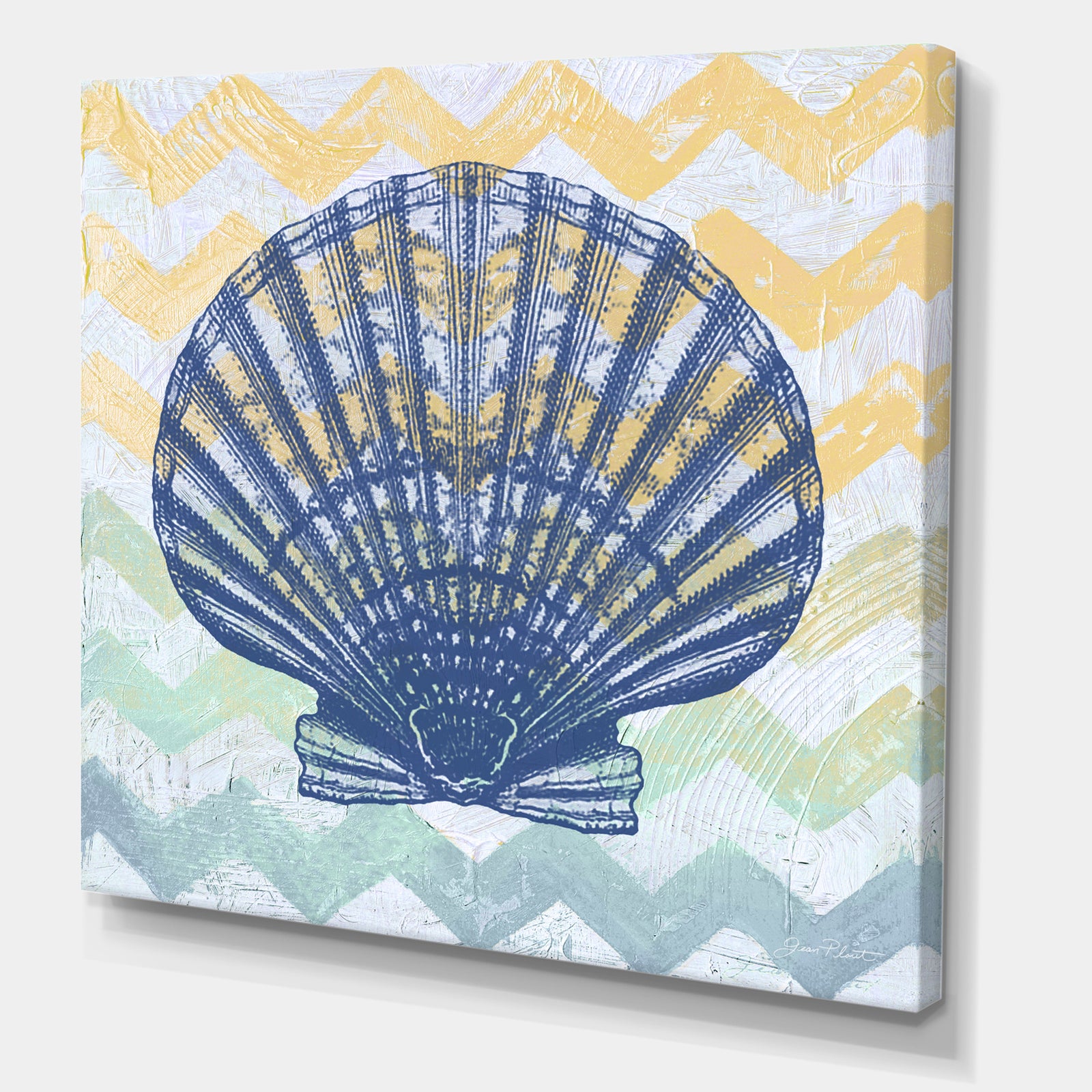 Chevron-Shell-1-7914 - Nautical & Coastal Canvas Wall Art