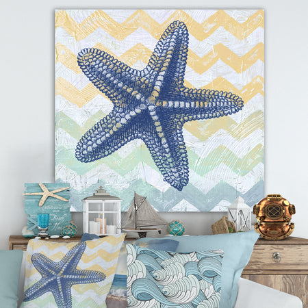Chevron-star fish-7914 - Nautical & Coastal Canvas Art Print