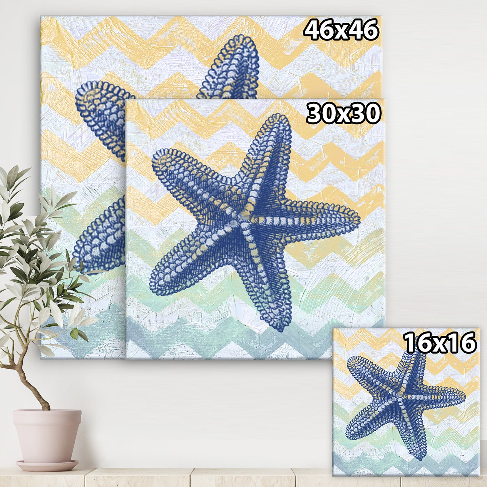 Chevron-star fish-7914 - Nautical & Coastal Canvas Art Print