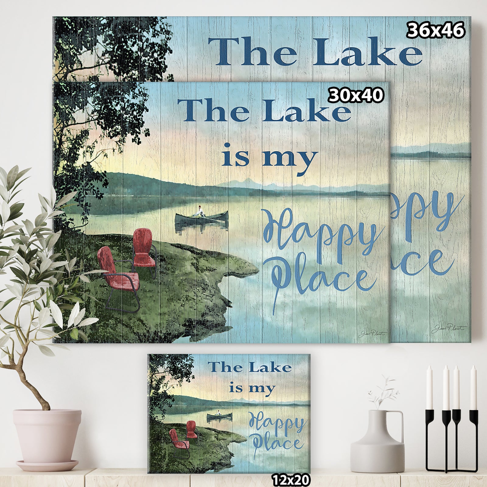The Lake is My Happy Place - Lake House Canvas Wall Art