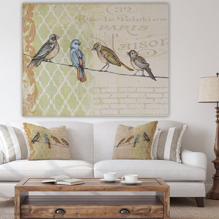 Birds Gathered On Wire Paris II - Cottage Gallery-wrapped Canvas