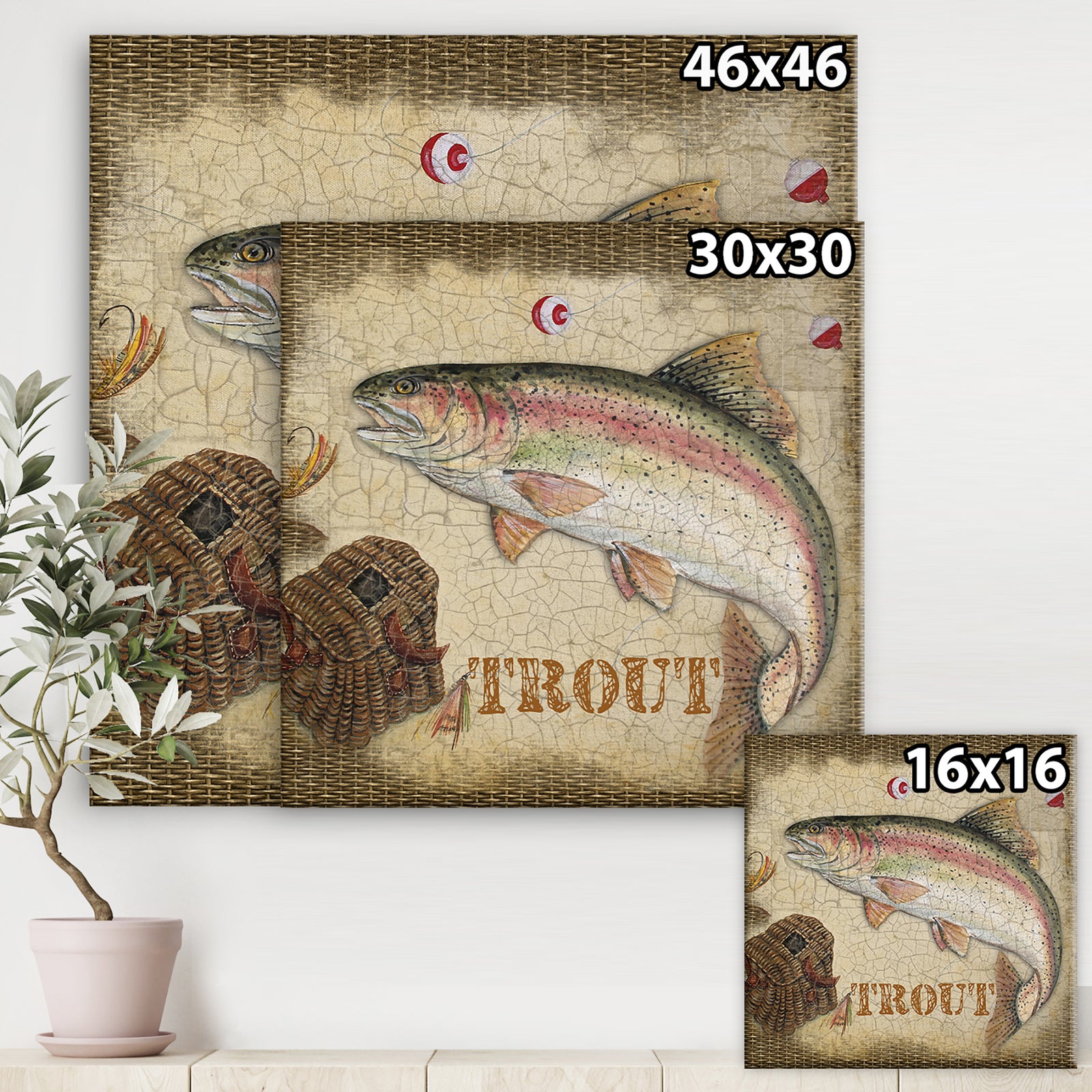 Trout Lakehouse Sketch - Nautical & Coastal Gallery-wrapped Canvas