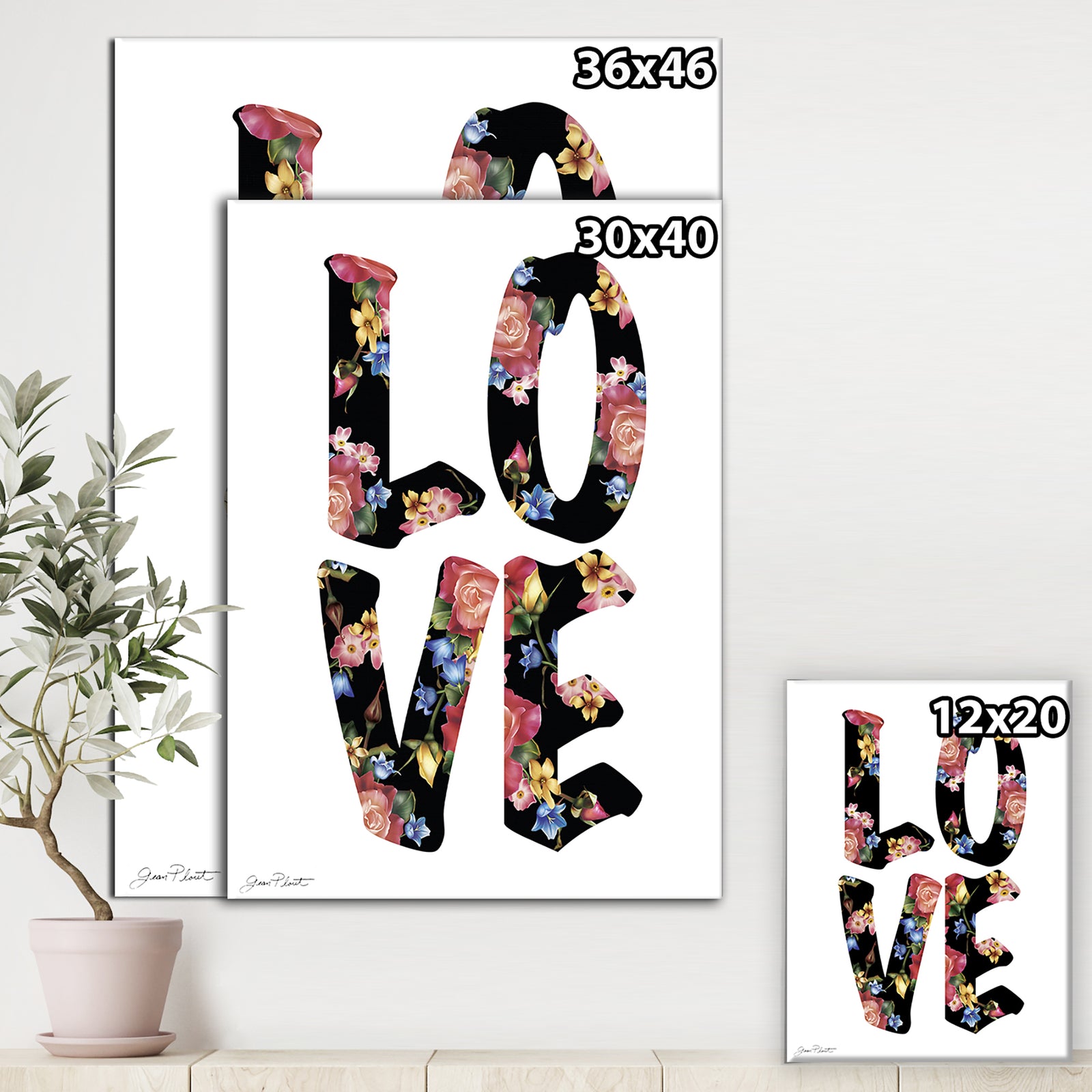 Flower Power Love - Cottage Canvas Artwork