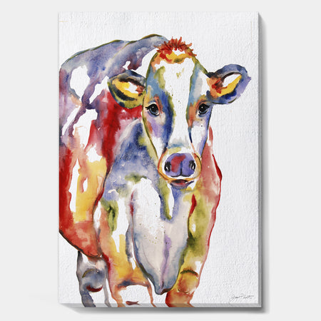 Watercolor Cow - Farmhouse Canvas Wall Art