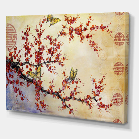 Butterfly Blossoms-Asian - Cottage Canvas Art Print