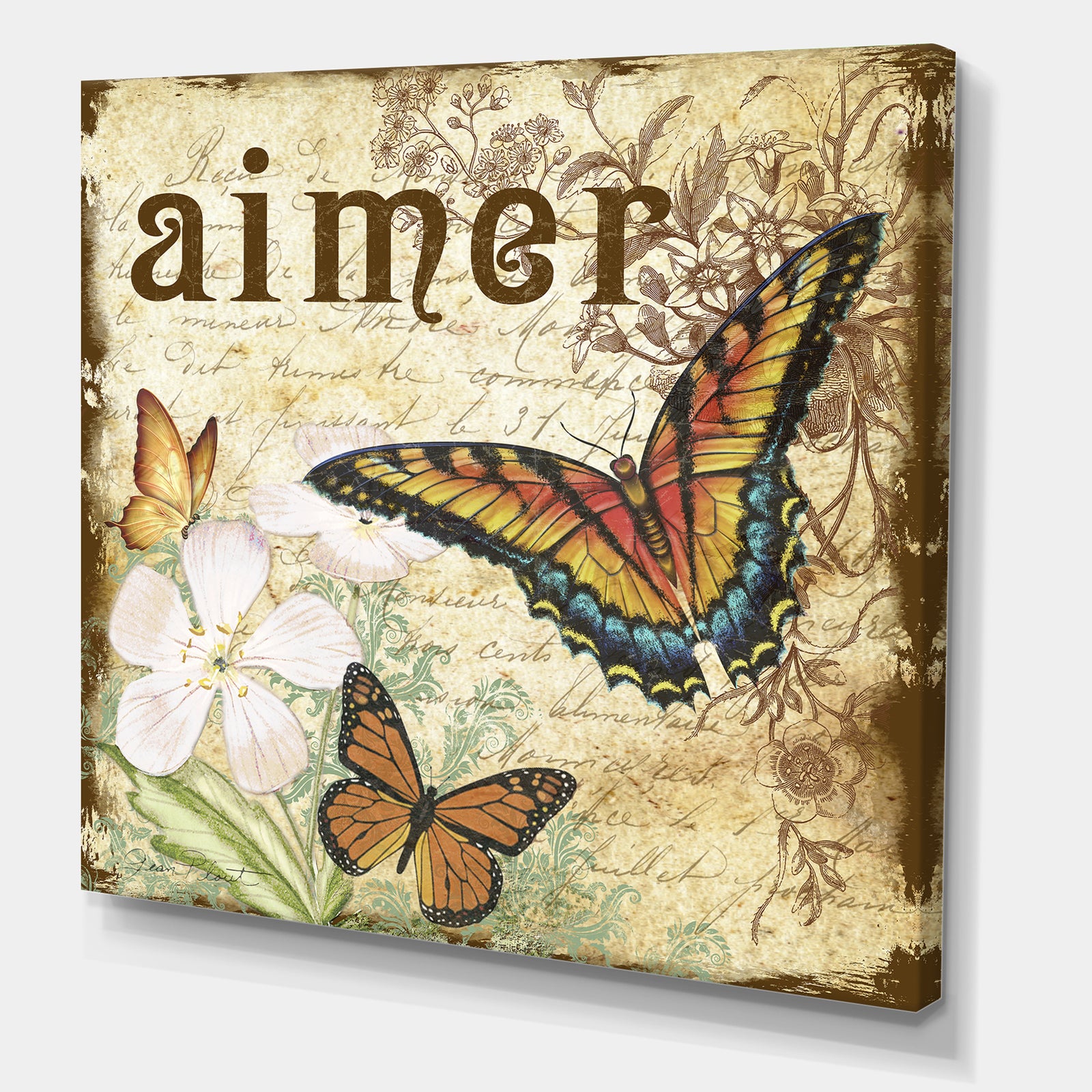 Inspirational Butterflies Love - Cottage Canvas Artwork