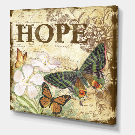 Inspirational Butterflies Hope - Cottage Canvas Wall Art