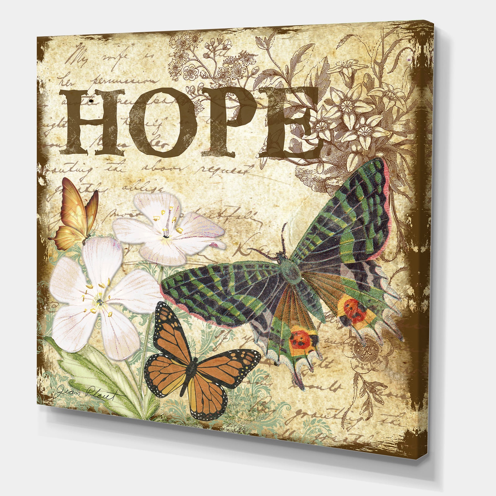 Inspirational Butterflies Hope - Cottage Canvas Wall Art