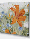 Orange Wildflowers In The Meadows I - Cottage Canvas Artwork