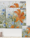 Orange Wildflowers In The Meadows I - Cottage Canvas Artwork