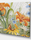 Orange Wildflowers In The Meadows II - Cottage Premium Canvas Wall Art