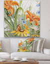 Orange Wildflowers In The Meadows II - Cottage Premium Canvas Wall Art