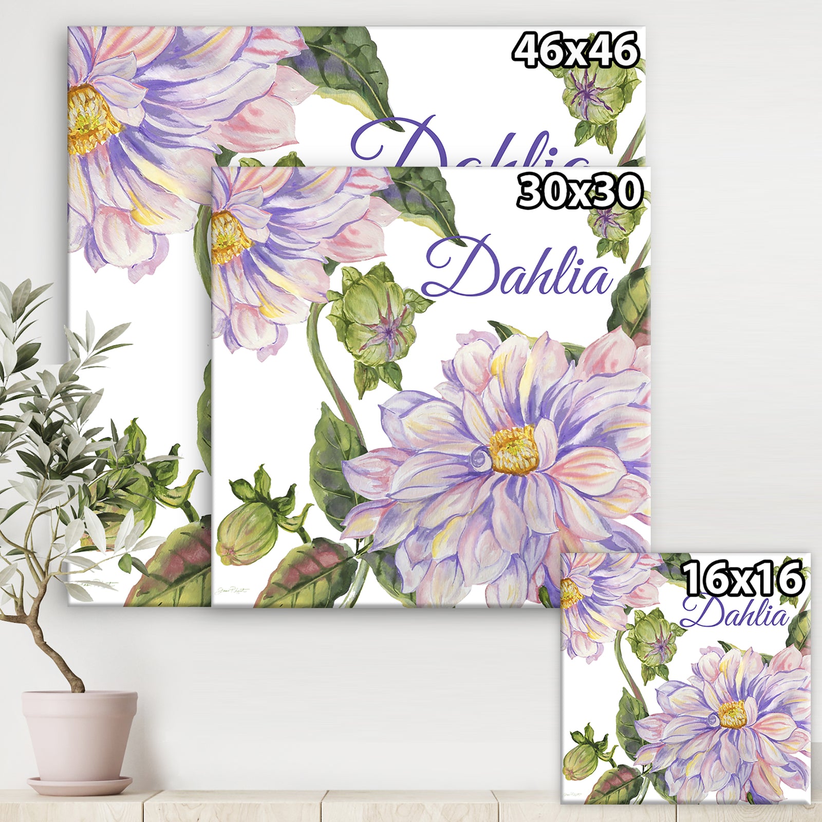 Purple Dahlia - Cottage Canvas Wall Art