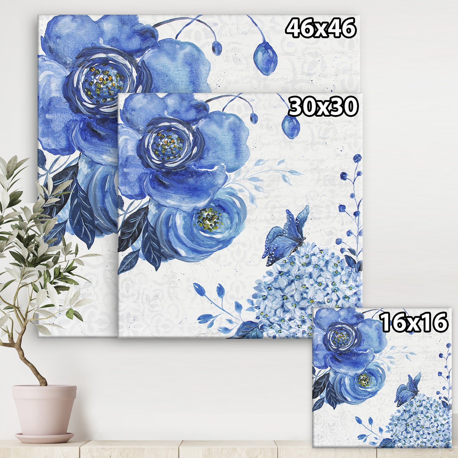Blue Symphony In The Garden 2 - Cottage Canvas Art Print