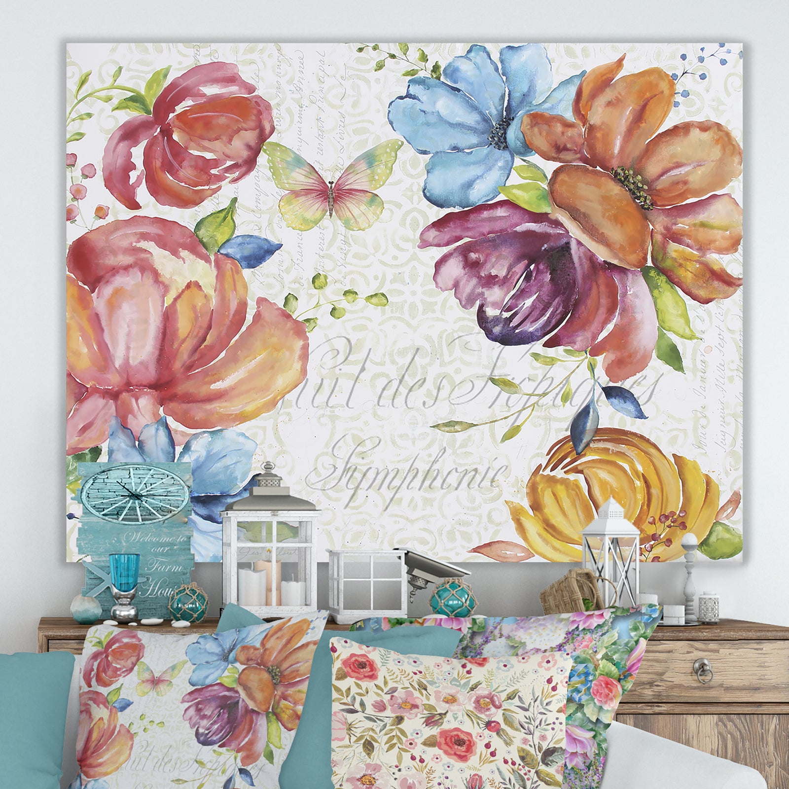 Floral Symphonie In The Garden - Cottage Gallery-wrapped Canvas