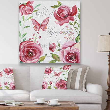 Pink Symphony In The Garden 1 - Cottage Premium Canvas Wall Art