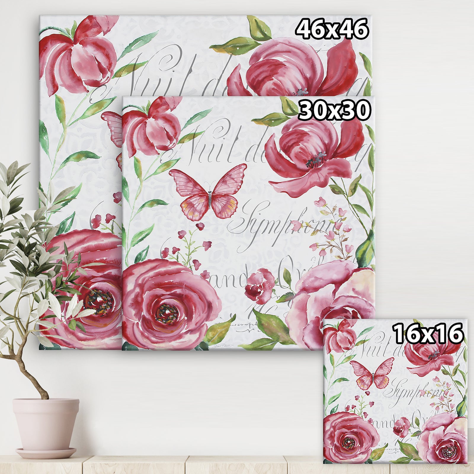 Pink Symphony In The Garden 1 - Cottage Premium Canvas Wall Art