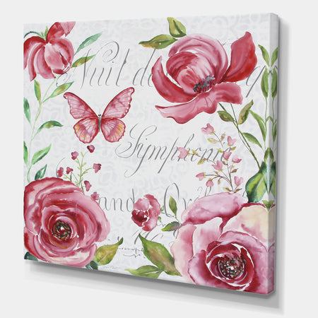 Pink Symphony In The Garden 1 - Cottage Premium Canvas Wall Art