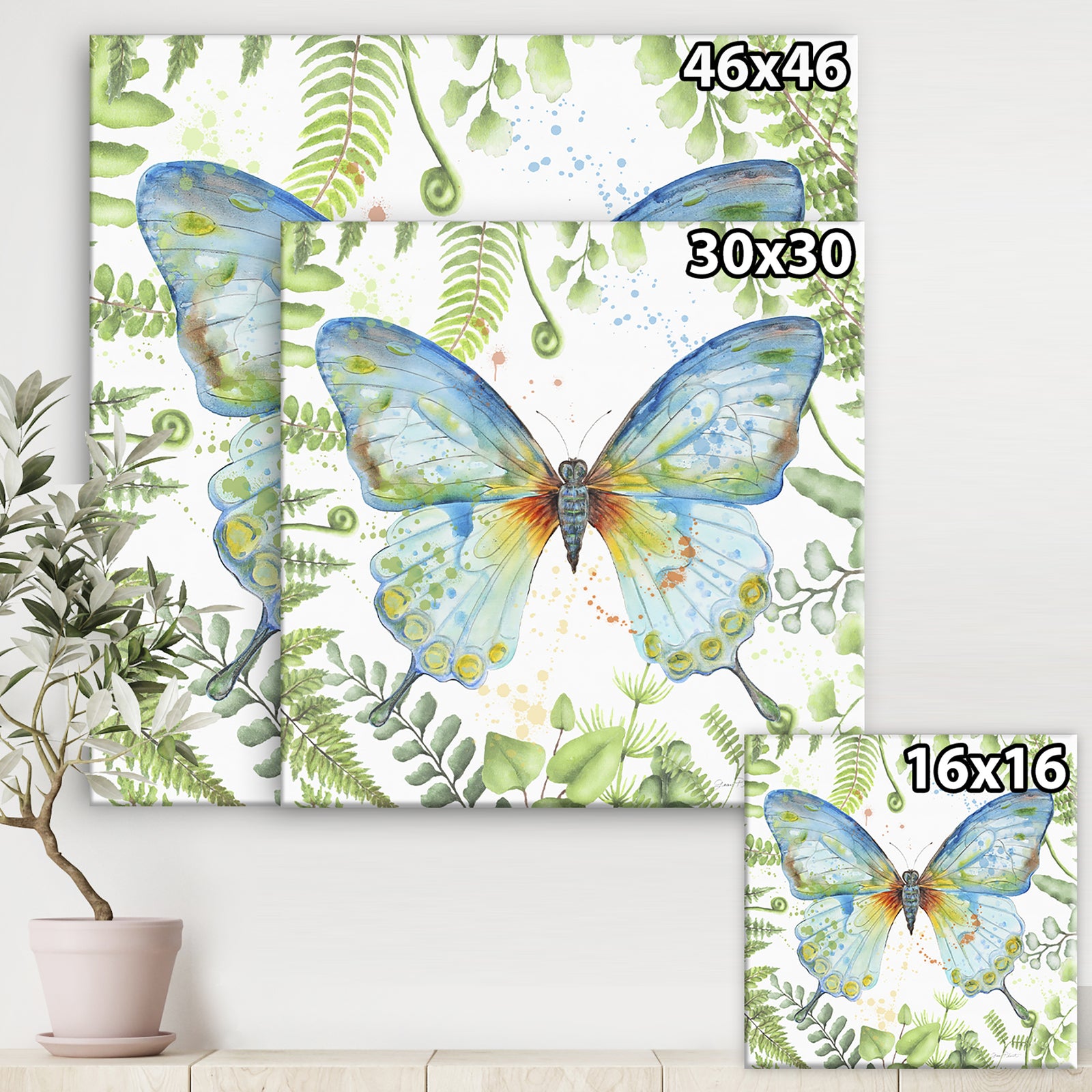 Botanical Butterfly Beauty 1 - Cottage Canvas Artwork