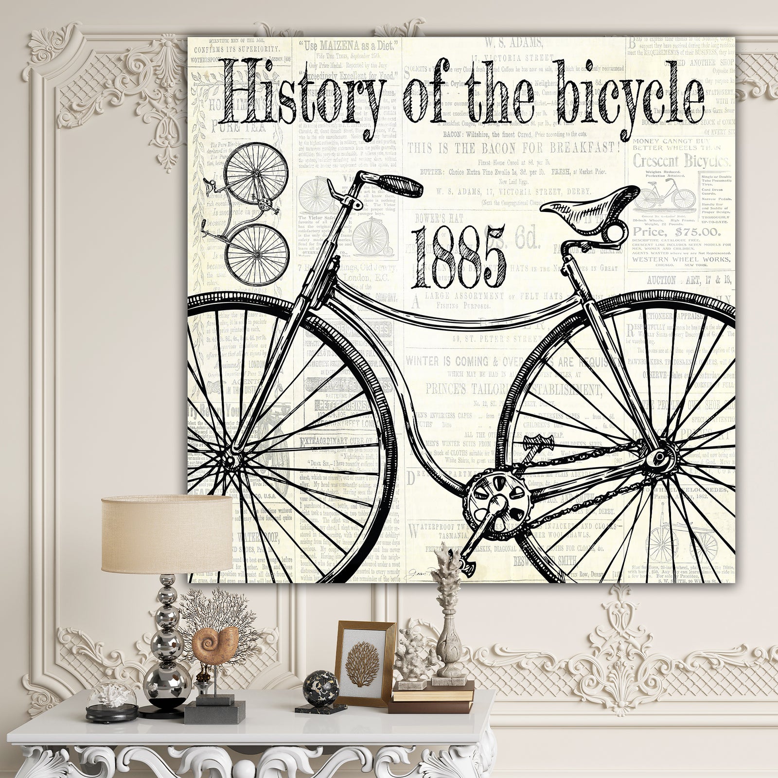 History Of The Bicycle-C - Traditional Premium Canvas Wall Art