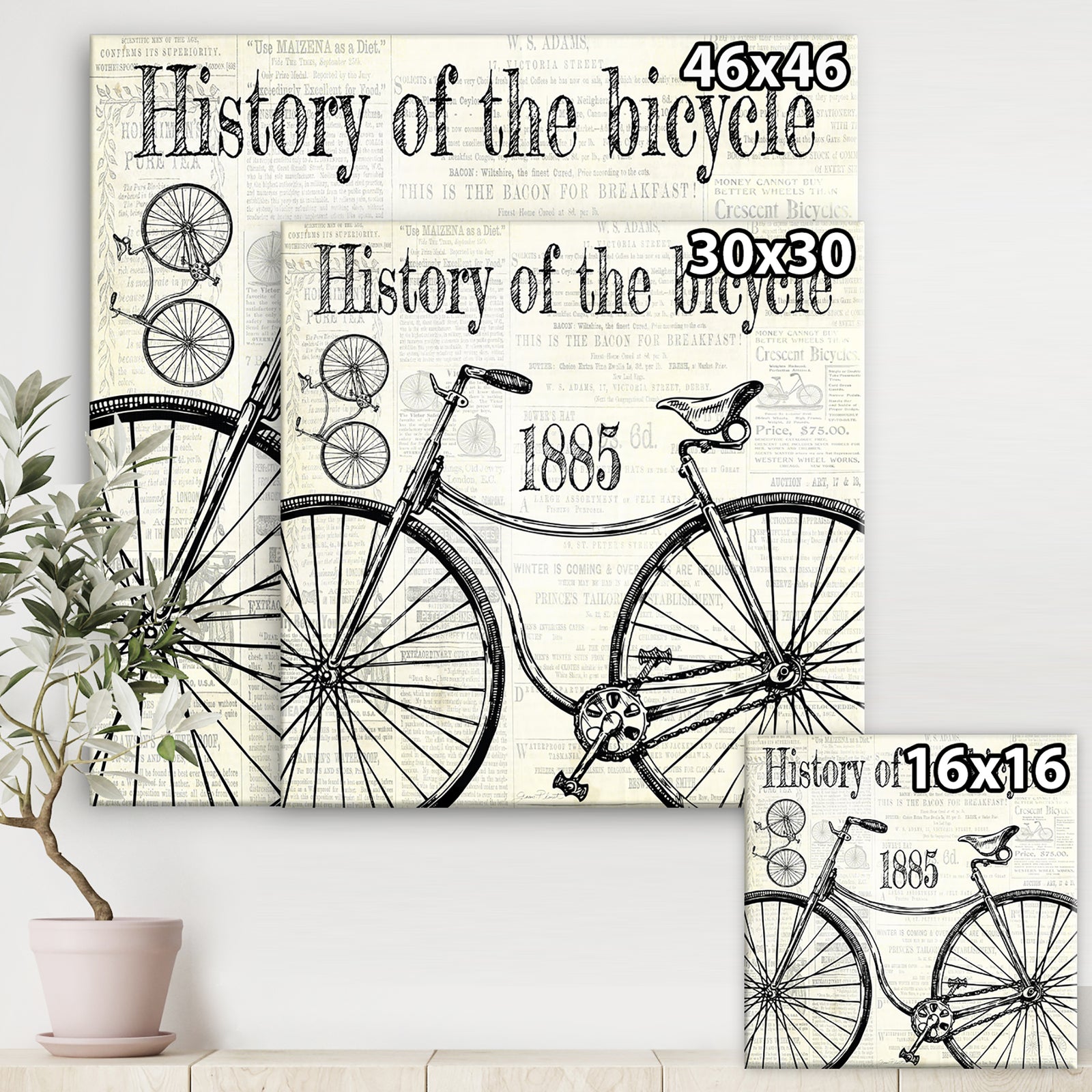 History Of The Bicycle-C - Traditional Premium Canvas Wall Art