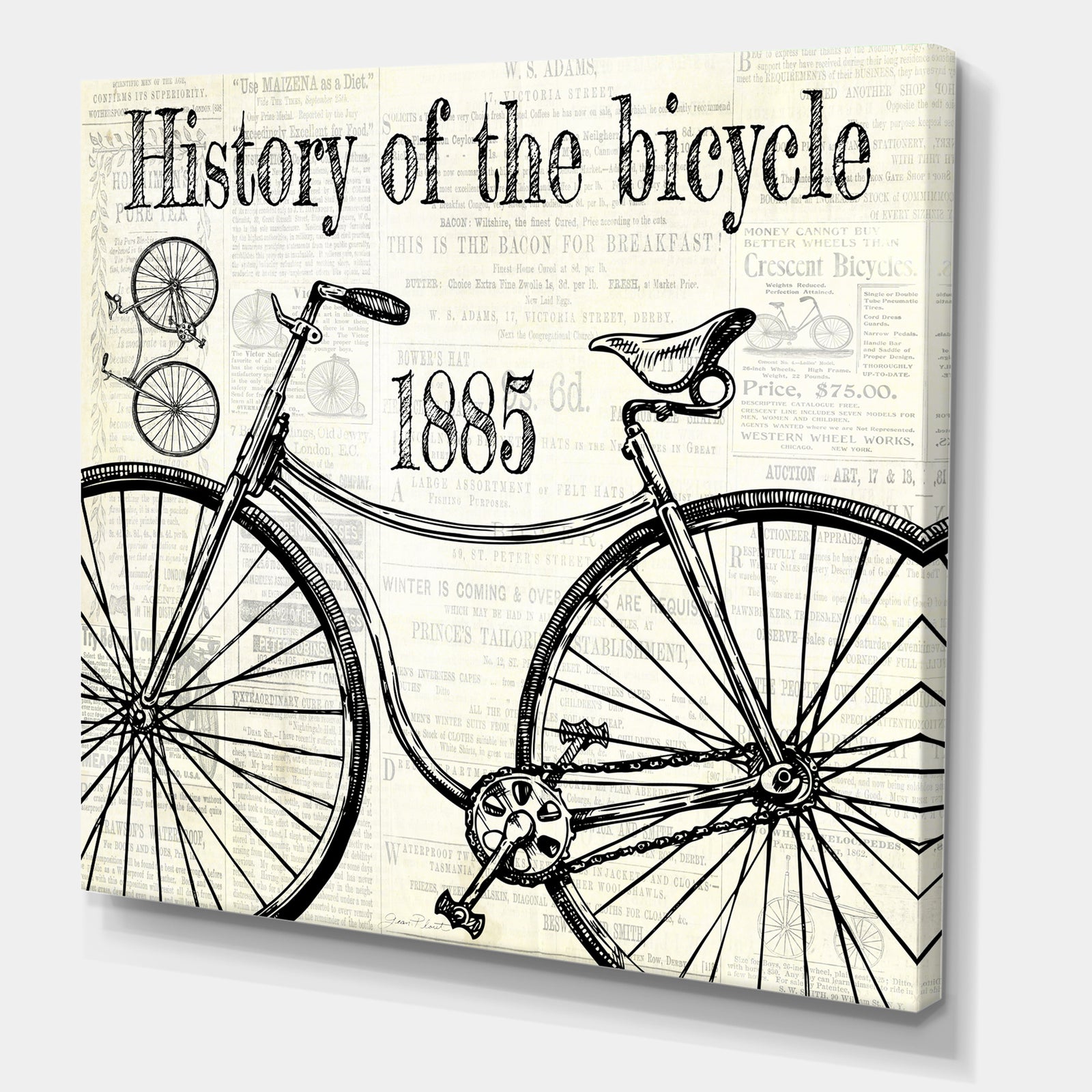 History Of The Bicycle-C - Traditional Premium Canvas Wall Art