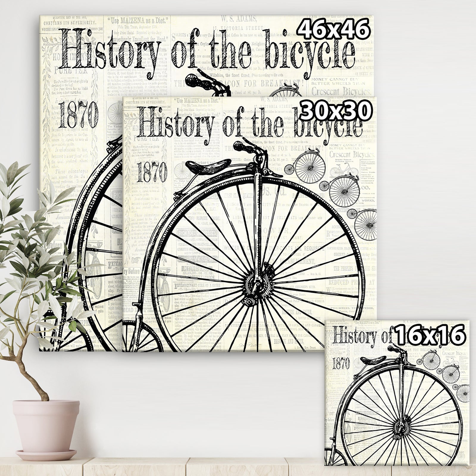 History Of The Bicycle-D - Traditional Canvas Wall Art
