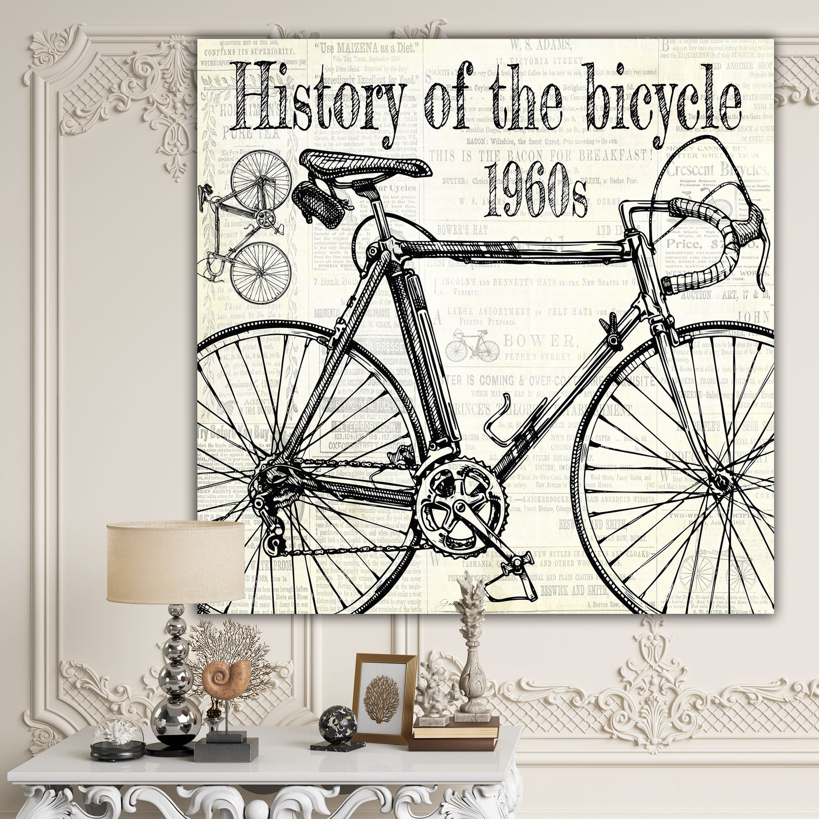 History Of The Bicycle-E - Traditional Canvas Art Print