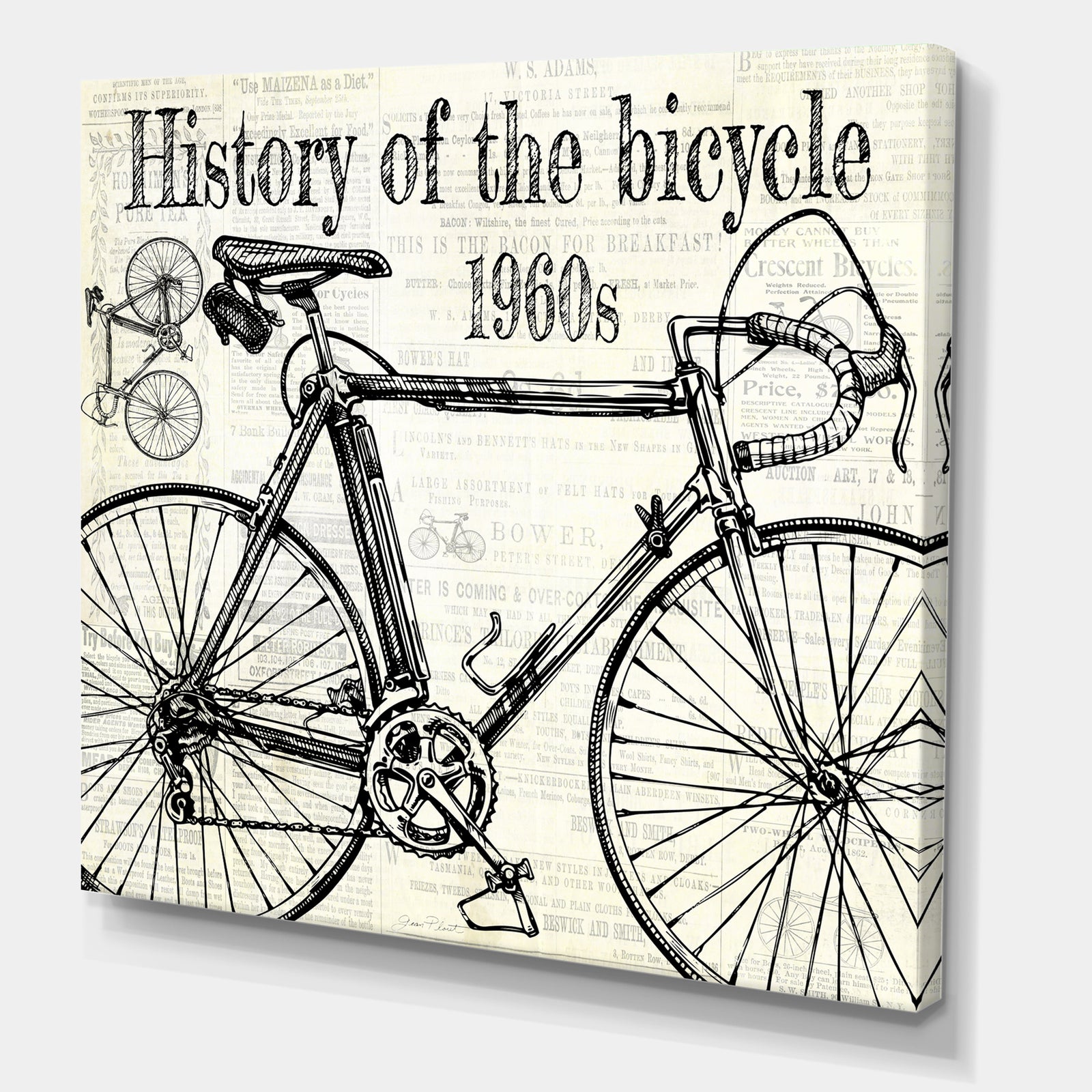History Of The Bicycle-E - Traditional Canvas Art Print