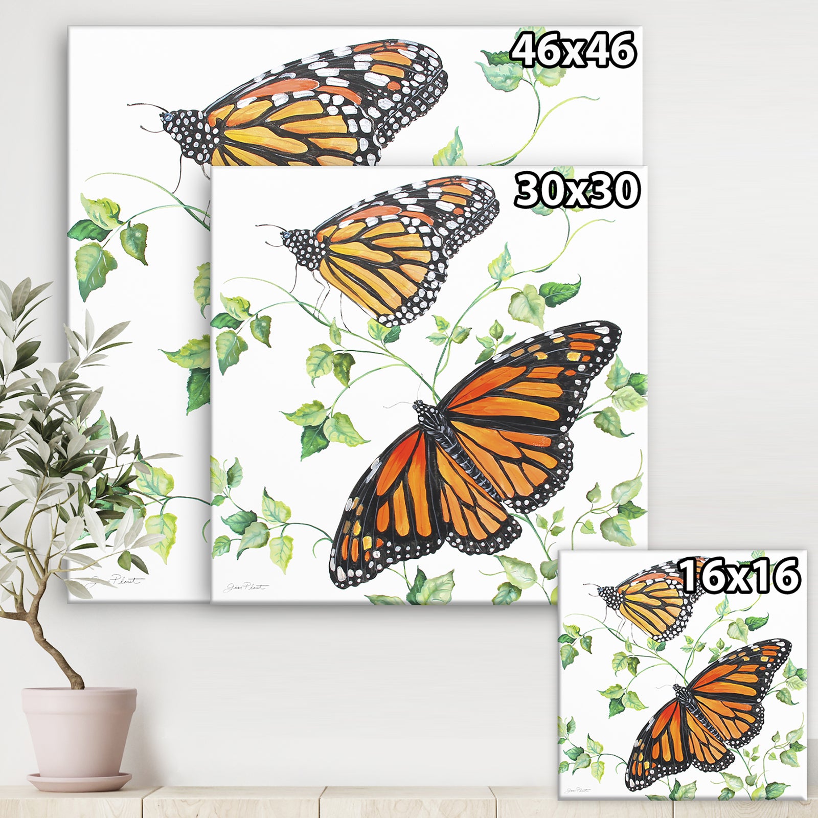Summertime Butterflies B - Cottage Canvas Artwork
