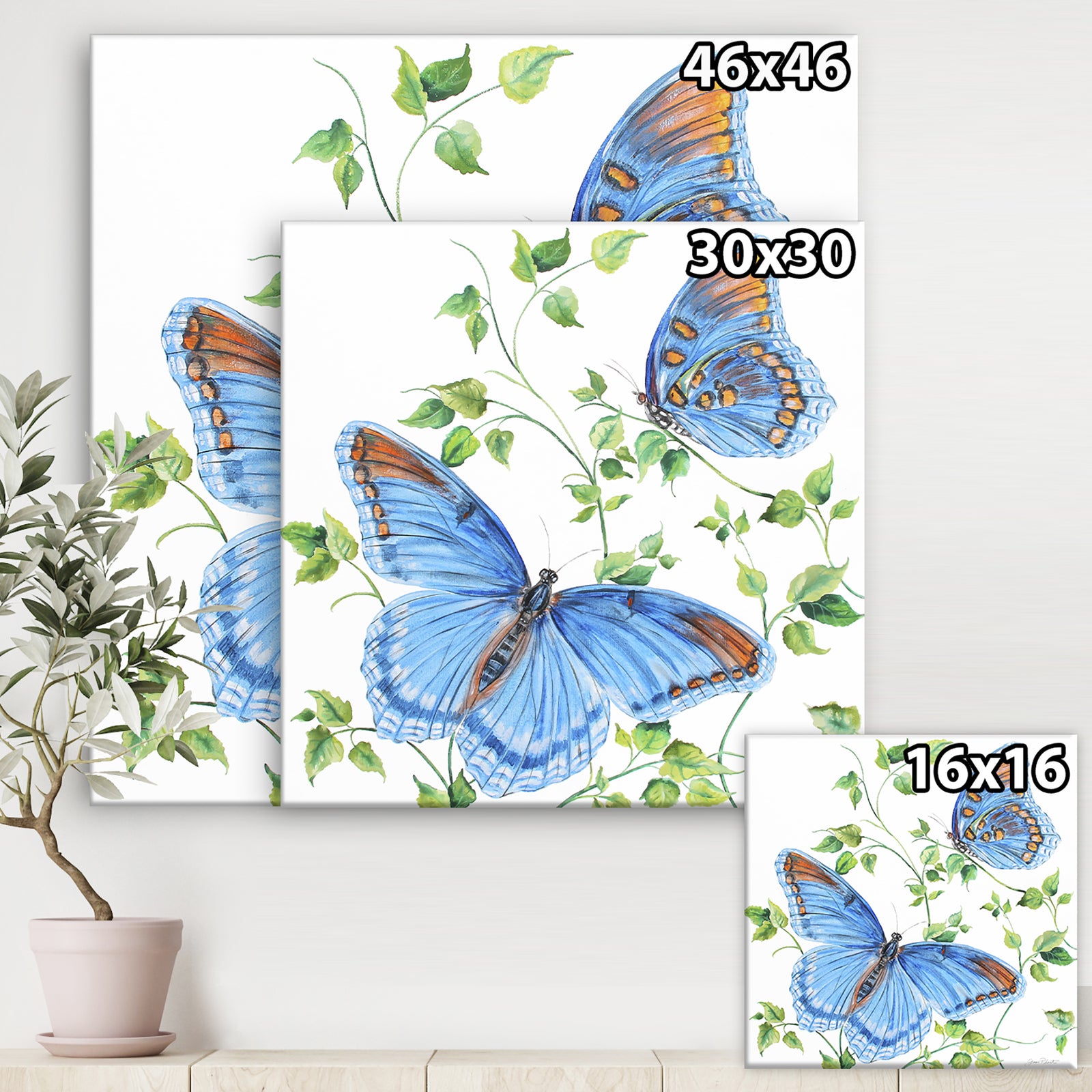 Summertime Butterflies C - Cottage Premium Canvas Wall Art