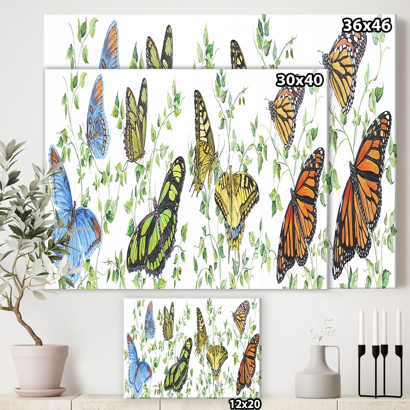 Summertime Butterflies E - Cottage Canvas Art Print