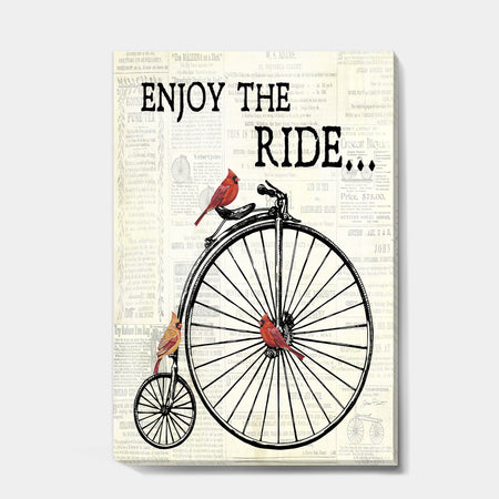 Bicycle With Cardinals A - Cottage Gallery-wrapped Canvas