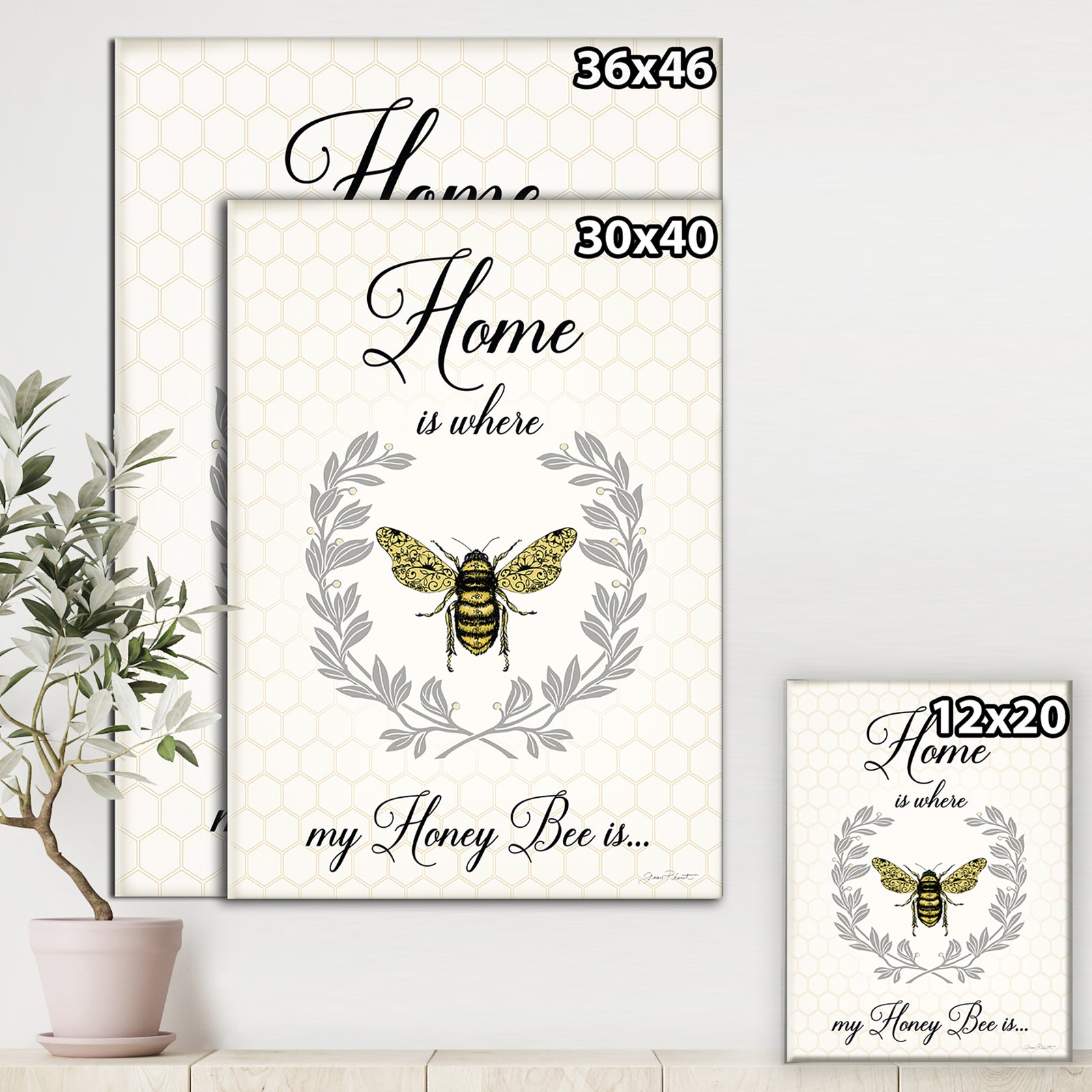 Honey Bee A - Cottage Premium Canvas Wall Art