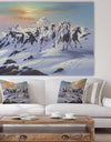 Horses In The Snow - Cottage Canvas Art Print