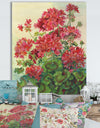 Blossoming Red Geraniums - Traditional Canvas Artwork