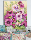 Hollyhocks In Evening Glow - Traditional Premium Canvas Wall Art