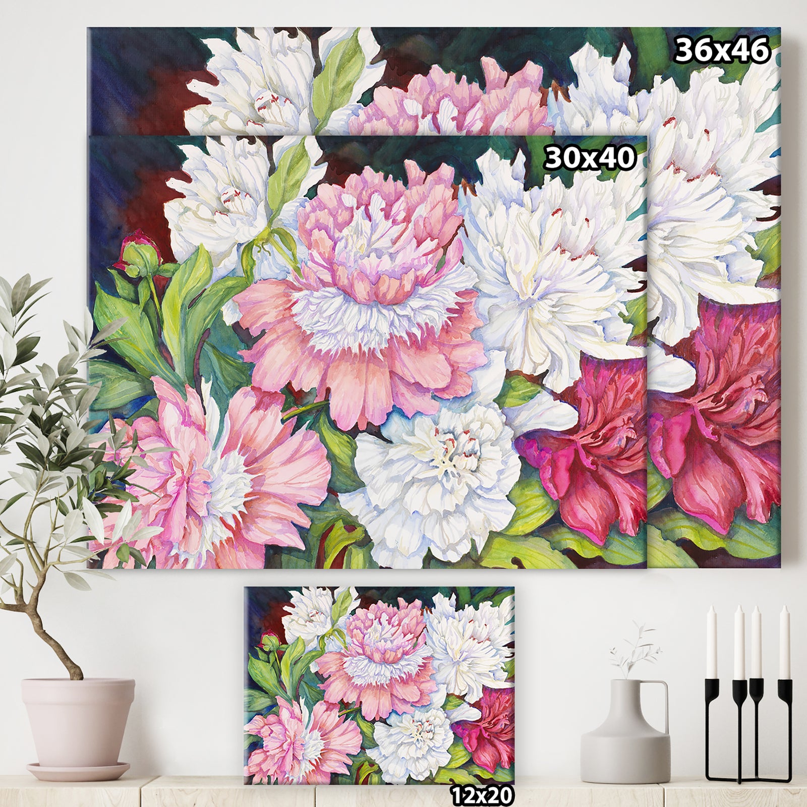 A Peony Cluster - Traditional Canvas Art Print