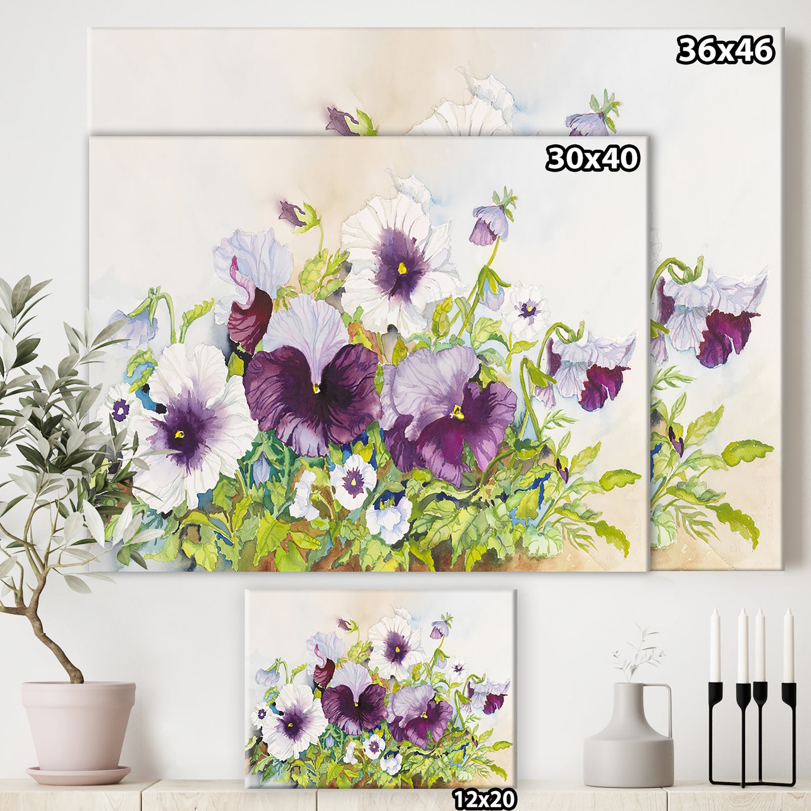Early Pansies - Traditional Canvas Artwork