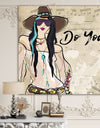 Hippy Girl On Old Style Music Score - Fashion Canvas Artwork