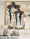 Hippy Girl On Old Style Music Score - Fashion Canvas Artwork
