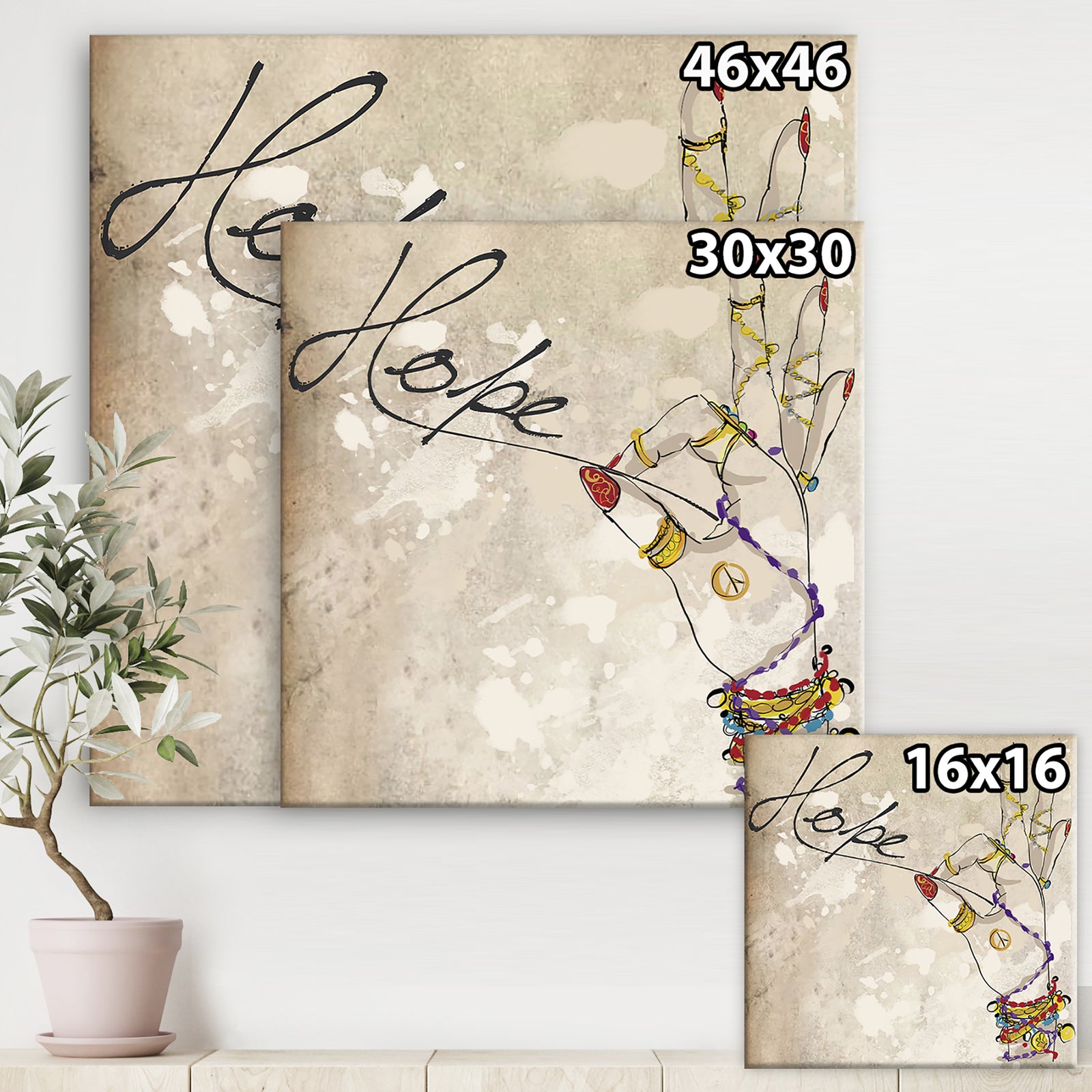 Gypsy Hippy Hand Hope - Cottage Premium Canvas Wall Art