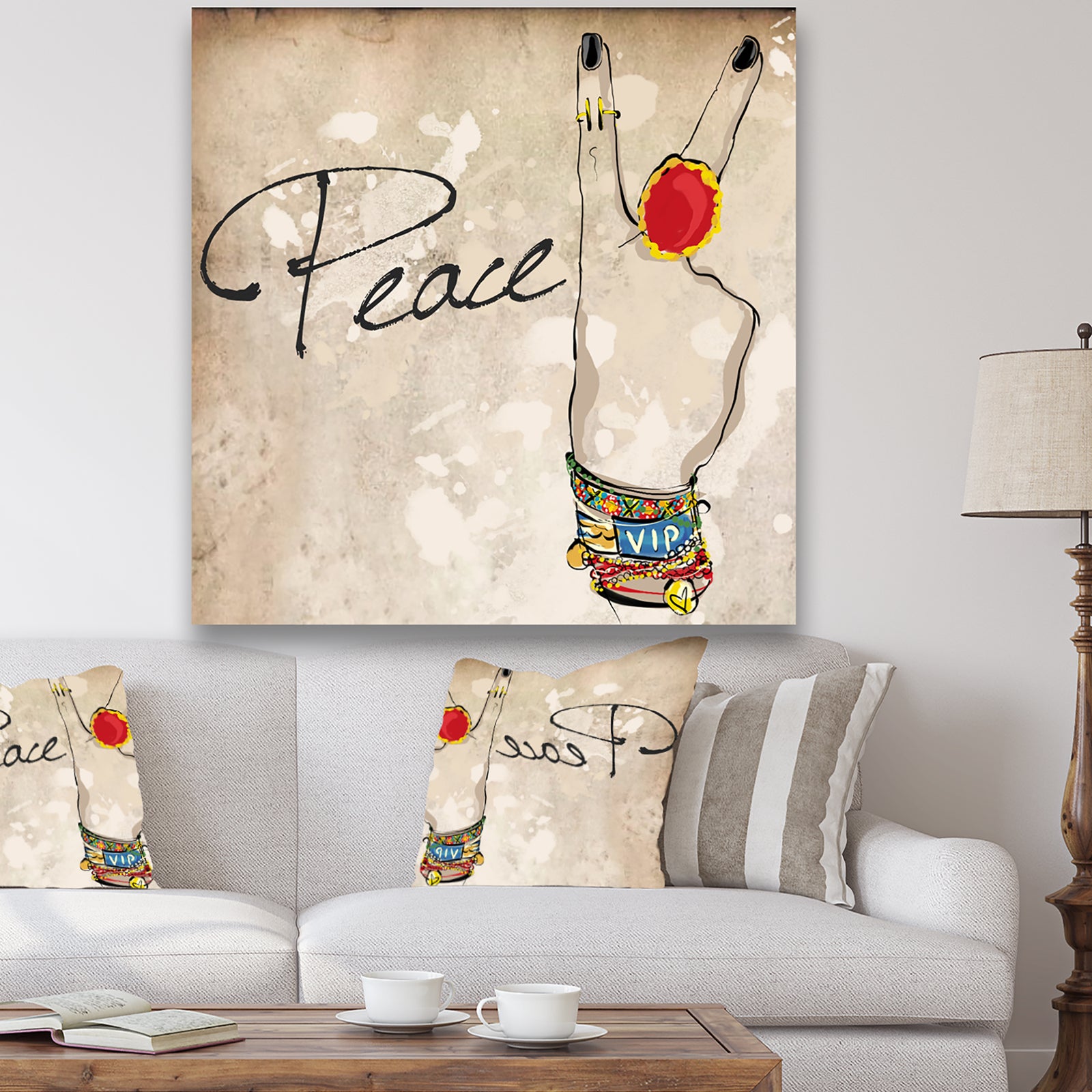 Gypsy Hippy Hand Peace - Cottage Canvas Wall Art
