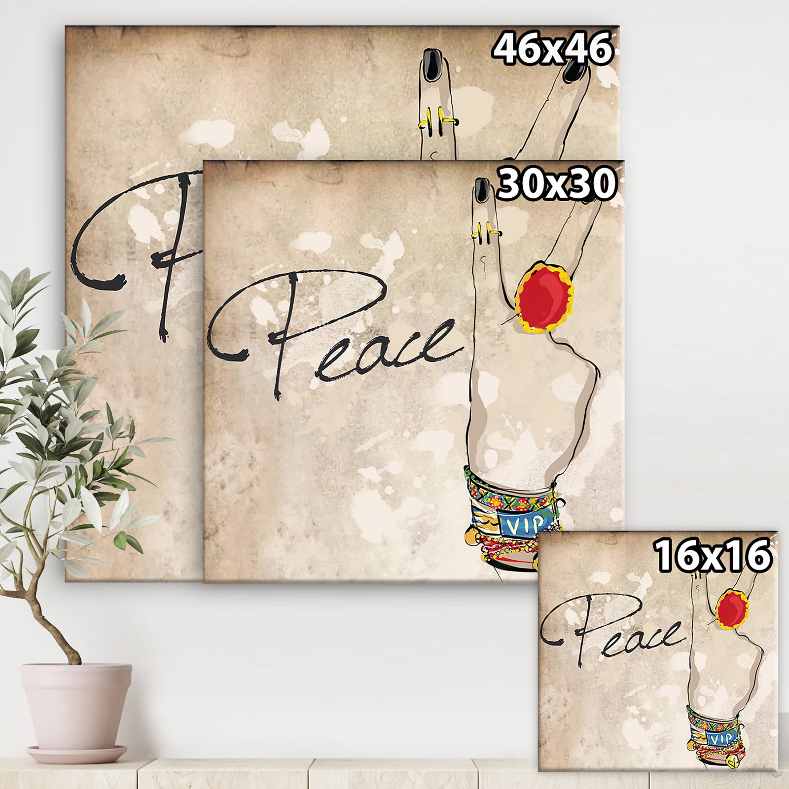 Gypsy Hippy Hand Peace - Cottage Canvas Wall Art