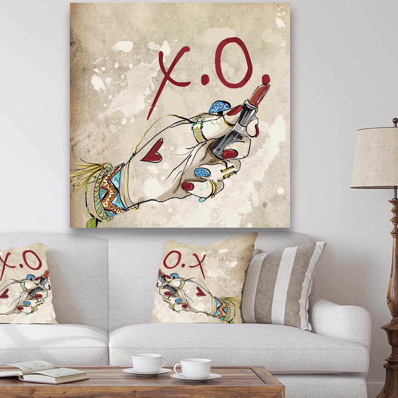 Gypsy Hippy Hand Lipstick xo - Cottage Gallery-wrapped Canvas