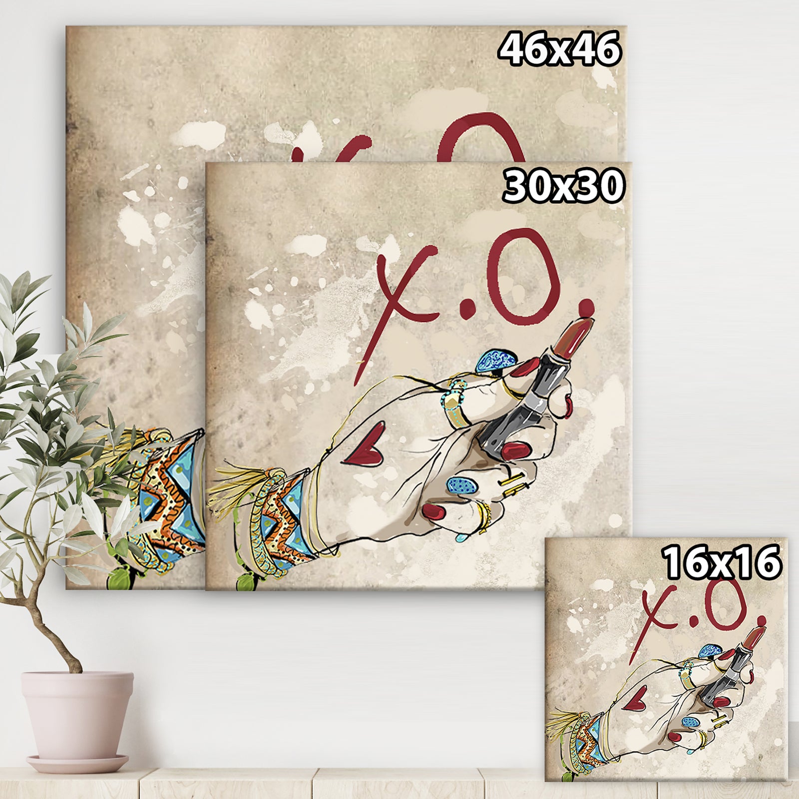 Gypsy Hippy Hand Lipstick xo - Cottage Gallery-wrapped Canvas