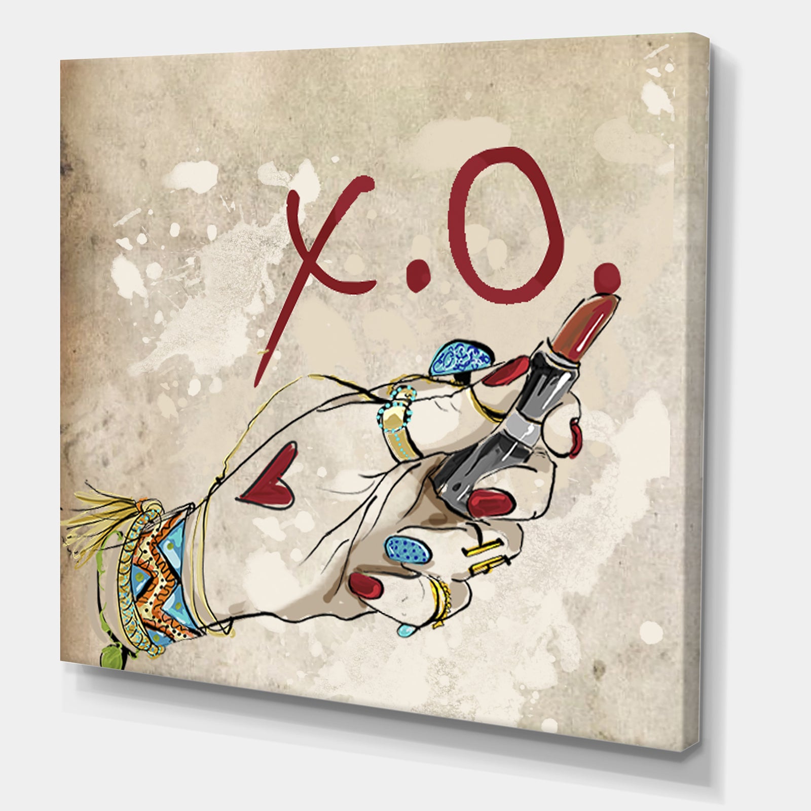 Gypsy Hippy Hand Lipstick xo - Cottage Gallery-wrapped Canvas